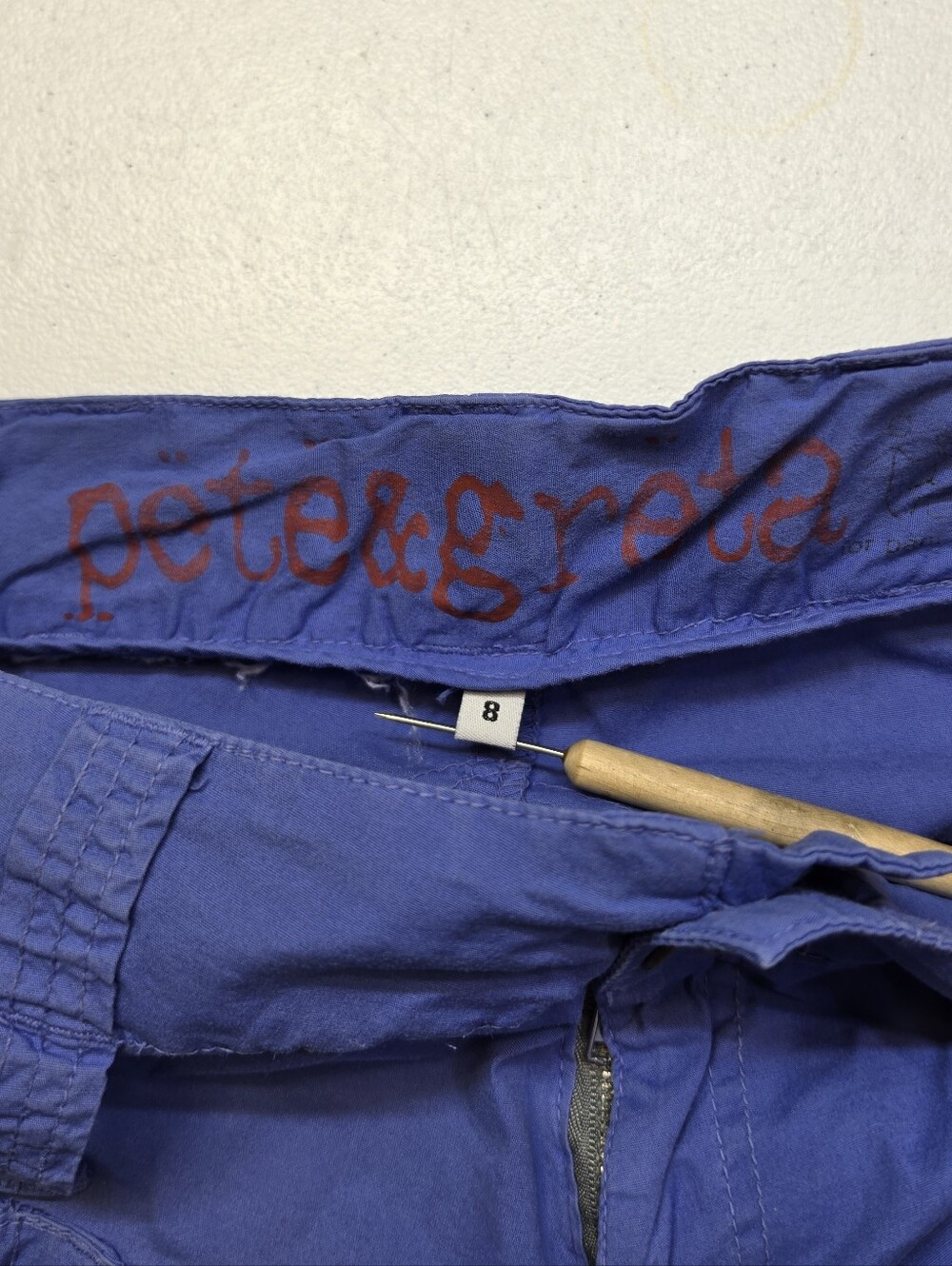 Pete & Greta Y2K Unisex Blue Cargo Bremuda Shorts Utility Pockets Thrashed - Picture 4 of 13